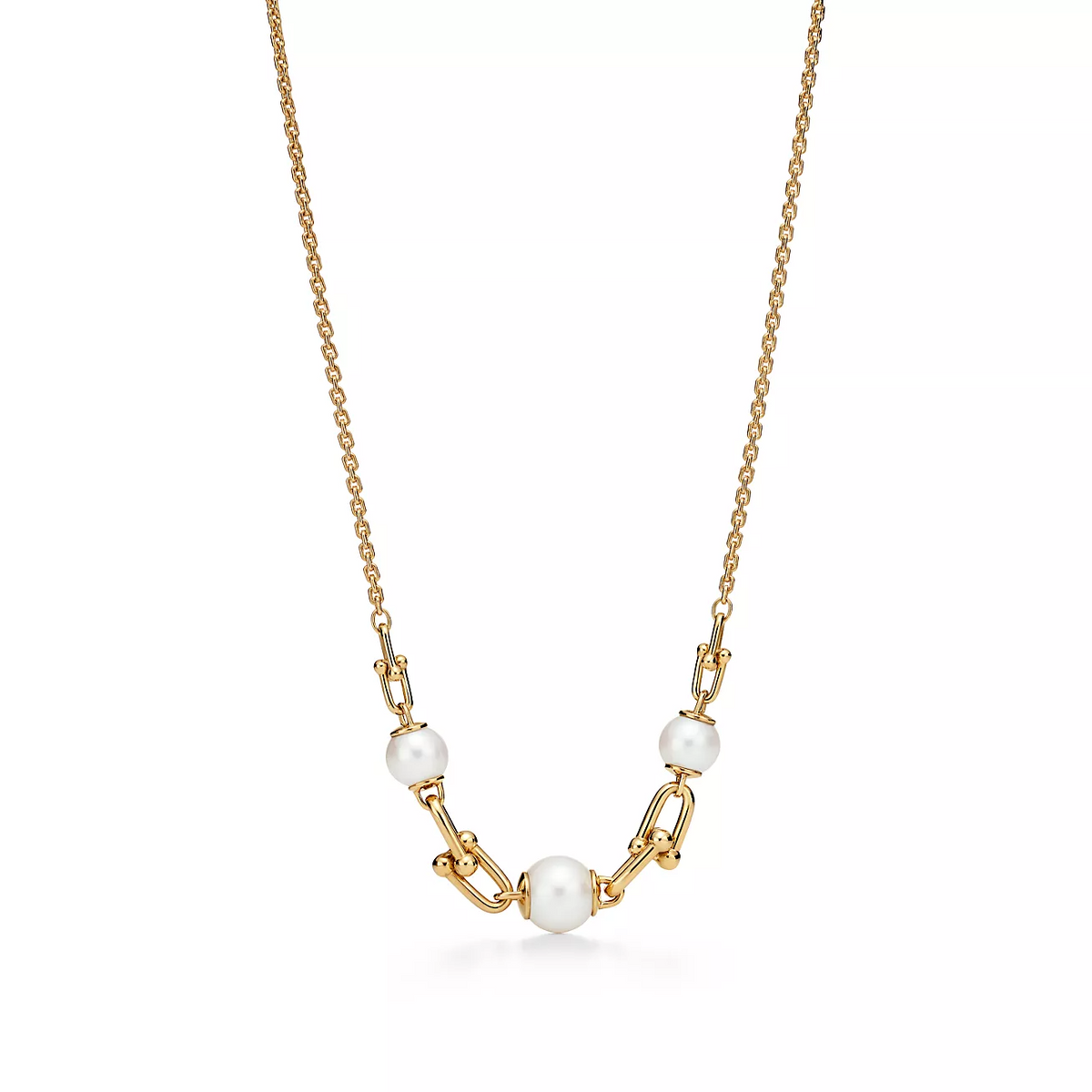 TIFFANY LINK NECKLACE GOLD WITH FRESHWATER PEARLS